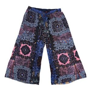 Johnny Was Size XL Axelle Burnout Velvet Silk Pants Patchwork Wide‎ Leg NWT